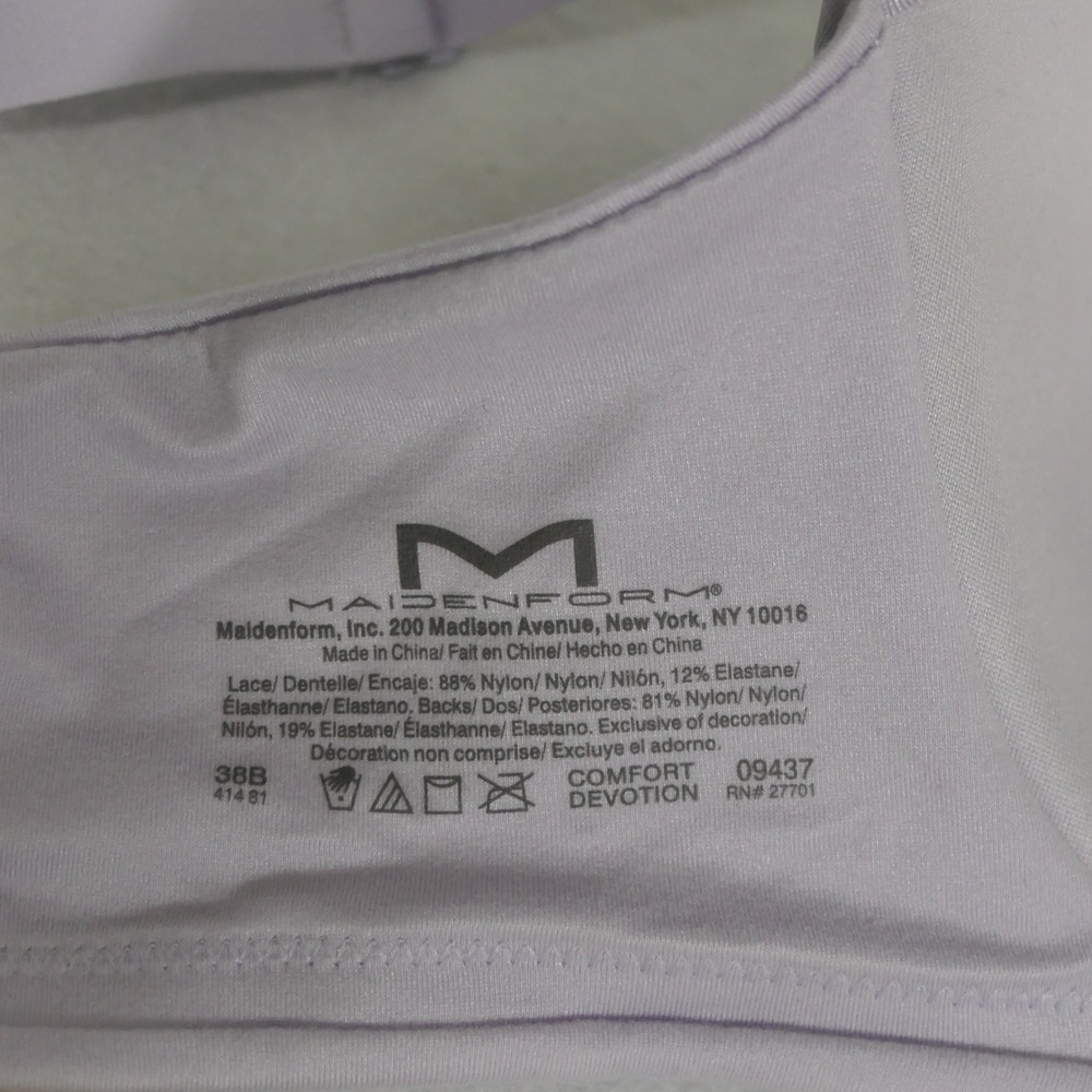 Maidenform Womens Bra 38B Lavender Lace Demi Comfort Devotion Romantic Feminine - Picture 3 of 6
